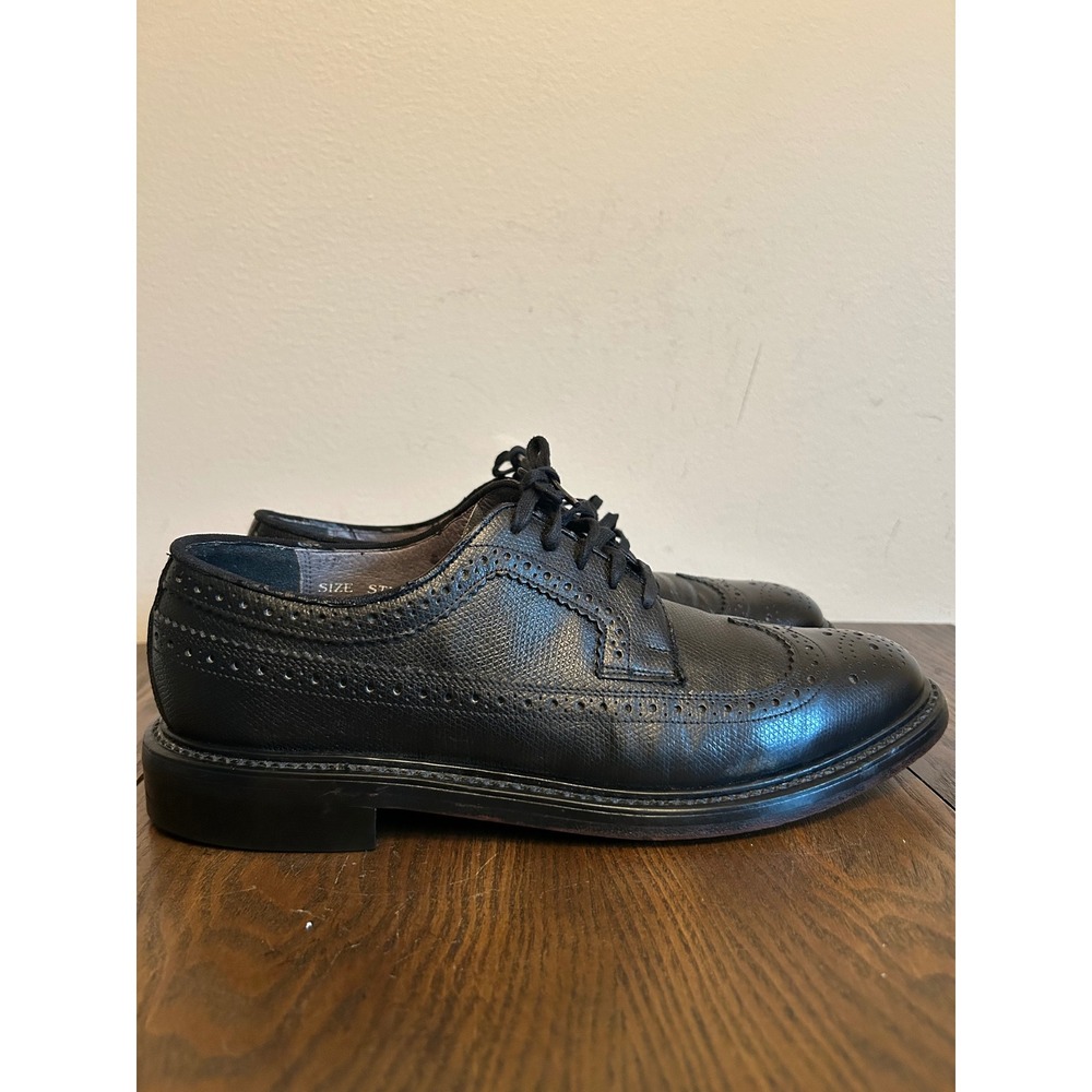 Sears Vintage Easy Flex Men's Brogue Wingtips Shoes Black Made in USA Size 8.5D